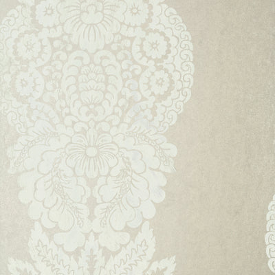 Thibaut Design wallcovering, Rowan Damask pattern , Pearl , Silver color, Damask style type , pattern number  T89129