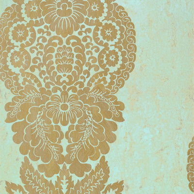 Thibaut Design wallcovering, Rowan Damask pattern , Aqua color, Damask style type , pattern number  T89130