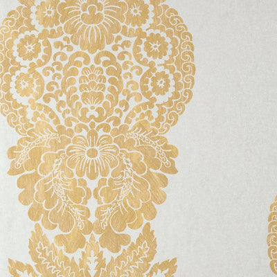 Thibaut Design wallcovering, Rowan Damask pattern , Metallic Gold color, Damask style type , pattern number  T89131