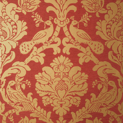 Thibaut Design wallcovering, Passaro Damask pattern , Red color, Birds,Damask style type , pattern number  T89142