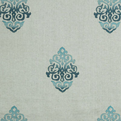 ROBERT ALLEN FABRICS-SCROLLING ART -AQUAMARINE