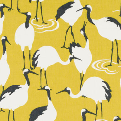 ROBERT ALLEN FABRICS-WINTER CRANE -GOLDENROD