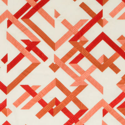 BEACON HILL FABRICS-ABSTRACT FRET -CORAL