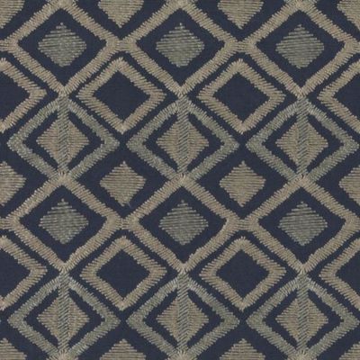 HIGHLAND COURT FABRICS-HA61428 -50-NATURAL/BLUE