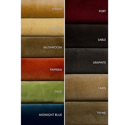 Schumacher Fabrics , a selection of fabrics such as velvet, damask, cotton, silk, linen and sheers.