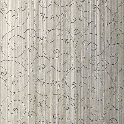 Schumacher Wallcovering - 5005721-Beaded Scroll - Pewter