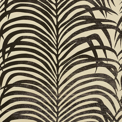Schumacher Wallcovering - 5008222-Zebra Palm Sisal - Black On Ivory