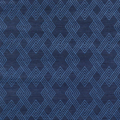 Schumacher Wallcovering - 5008970-Hix Embroidered Sisal - Blue