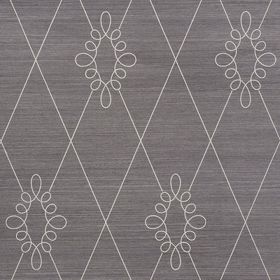 Schumacher Wallcovering - 5009272-Sylvie Embroidered Sisal - Charcoal