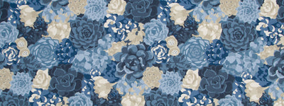 ROBERT ALLEN FABRICS-SUCCULENTS -INDIGO