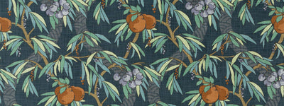 ROBERT ALLEN FABRICS-NOUVEAU FRUIT -GRAPHITE