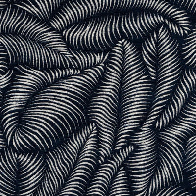 ROBERT ALLEN FABRICS-TROPIC FERNS BK -LAPIS