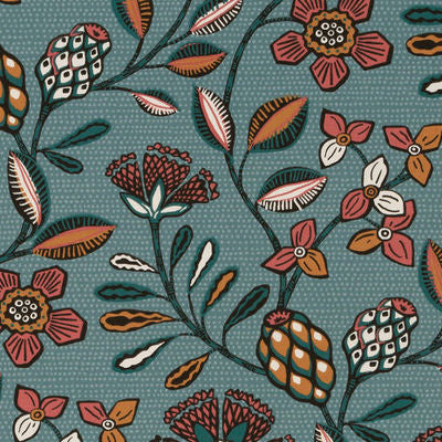ROBERT ALLEN FABRICS-KANGA FLOWER -JASPER