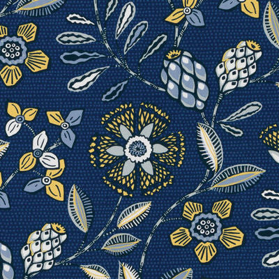 ROBERT ALLEN FABRICS-KANGA FLOWER -LAPIS