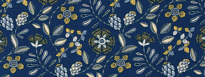 ROBERT ALLEN FABRICS-KANGA FLOWER -LAPIS