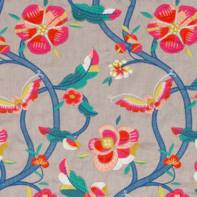 ROBERT ALLEN FABRICS-DULCE FLORES -TOMATO