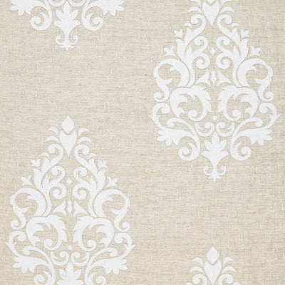 SCHUMACHER FABRICS -65100-BELFORT LINEN APPLIQUE
