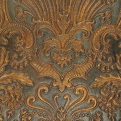 OLD WORLD WEAVERS FABRICS-AQ 000248CD-CUIR COLBERT-BLEU,GOLD