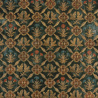 OLD WORLD WEAVERS FABRICS-AQ 000322CD-CUIR CHENE-GREEN,GOLD