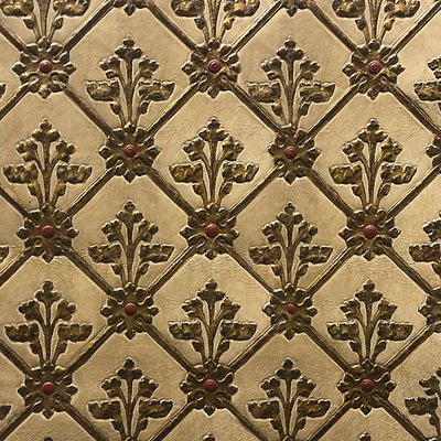 OLD WORLD WEAVERS FABRICS-AQ 000326CD-CUIR RESILLE-WHITE,GOLD