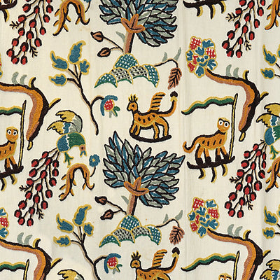 OLD WORLD WEAVERS FABRICS-BH 00010031-FABLES - JAWAHAR CREWEL-BLUE,MULTI