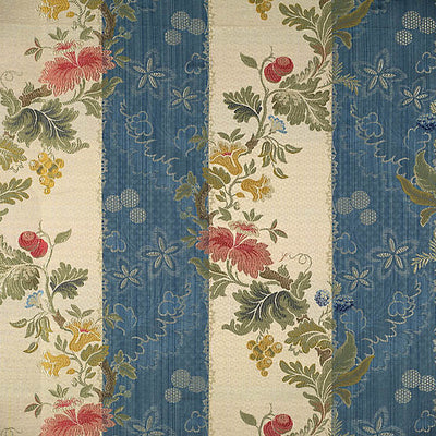 COLONY FABRICS-CL 000526401-VILLA LANTE STRIPE-MULTI ON PRUSSIAN BLUE,BISQUE