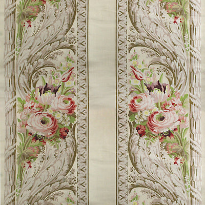 TASSINARI & CHATEL FABRICS-H0 00011670-FOUGERE BORDURE-ROSE , GREEN , IVORY