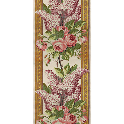 TASSINARI & CHATEL FABRICS-H0 00011671-ROSE & LILAS BORDURE-LILAC , GREEN ON IVORY
