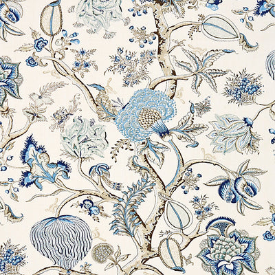 SCALAMANDRE FABRICS-SC 000116556-PONDICHERRY LINEN PRINT-DELFT