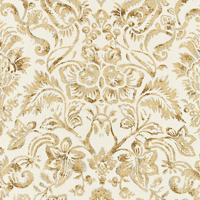 SCALAMANDRE FABRICS-SC 000116598-MANSFIELD DAMASK PRINT-IVORY & BURNISHED GOLD