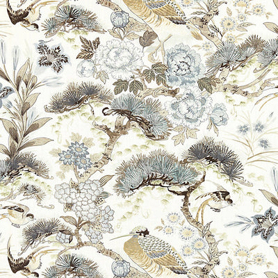 SCALAMANDRE FABRICS-SC 000116601-SHENYANG LINEN PRINT-PARCHMENT