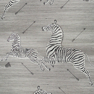 SCALAMANDRE WALLCOVERING-SC 0001G81388AM-ZEBRAS - GRASSCLOTH-METALLIC SILVER