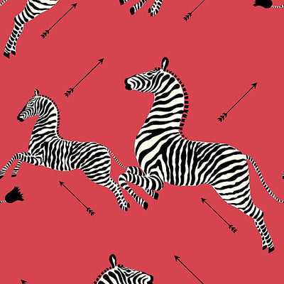 SCALAMANDRE WALLCOVERING-SC 0001WP81388M-ZEBRAS - WALLPAPER-MASAI RED