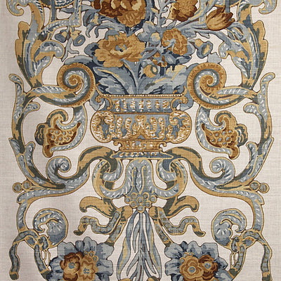 SCALAMANDRE FABRICS-SC 000216136M-BAROQUE FLORAL CANVAS-MULTI BLUE & OAKWOOD