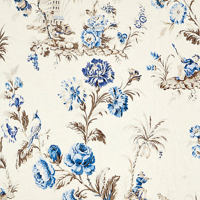 SCALAMANDRE FABRICS-SC 000216584-SOMERSET LINEN PRINT-PORCELAIN