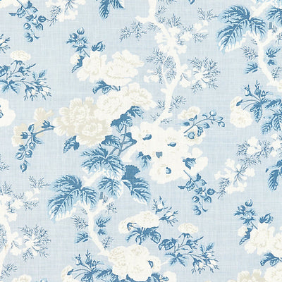 SCALAMANDRE FABRICS-SC 000216602-ASCOT LINEN PRINT-SKY