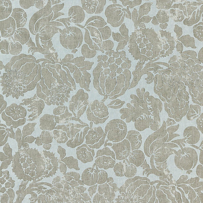 SCALAMANDRE FABRICS-SC 000216606-ELSA LINEN PRINT-SILVER ON SKYLIGHT
