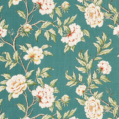 SCALAMANDRE FABRICS-SC 000216616-PEONIA LINEN PRINT-EMERALD ISLE