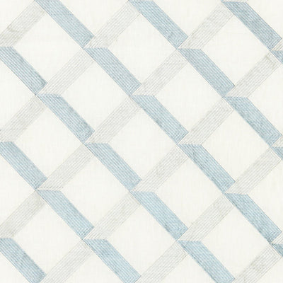 SCALAMANDRE FABRICS-SC 000227090-LATTICE EMBROIDERY-WATER