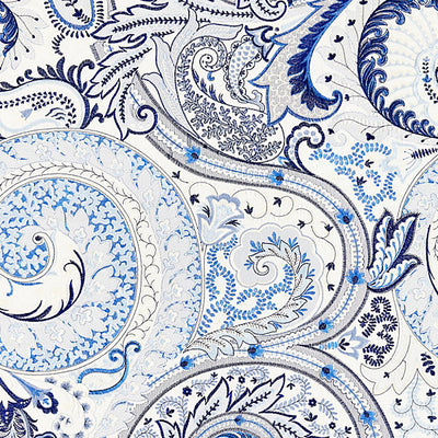 SCALAMANDRE FABRICS-SC 000227124-MALABAR PAISLEY EMBROIDERY-PORCELAIN