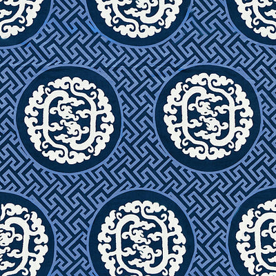 SCALAMANDRE FABRICS-SC 000227215-DRAGON'S FRET EMBROIDERY-MIDNIGHT