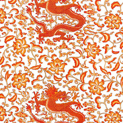 SCALAMANDRE FABRICS-SC 000316558-CHI'EN DRAGON LINEN PRINT-PERSIMMON