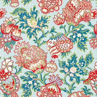 SCALAMANDRE FABRICS-SC 000316593-CANTERBURY LINEN PRINT-AQUAMARINE