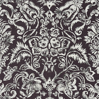 SCALAMANDRE FABRICS-SC 000316598-MANSFIELD DAMASK PRINT-GRAPHITE & SILVER