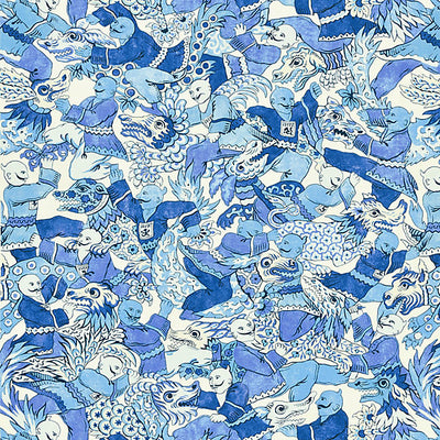 SCALAMANDRE FABRICS-SC 000316612-DRAGON DANCE-PORCELAIN