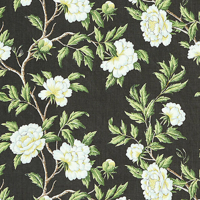 SCALAMANDRE FABRICS-SC 000316616-PEONIA LINEN PRINT-ONYX