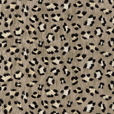 SCALAMANDRE FABRICS-SC 000327075-BRODERIE LEOPARD-EBONY ON SILVER