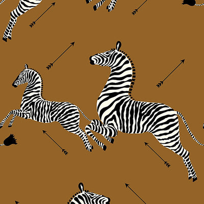 SCALAMANDRE WALLCOVERING-SC 0003WP81388M-ZEBRAS - WALLPAPER-SAFARI BROWN