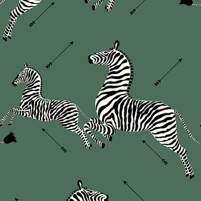 SCALAMANDRE WALLCOVERING-SC 0004WP81388MV-ZEBRAS - VINYL-SERENGETI GREEN