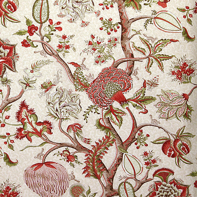 SCALAMANDRE FABRICS-SC 000516430-PONDICHERRY-TURKEY RED ON LIME